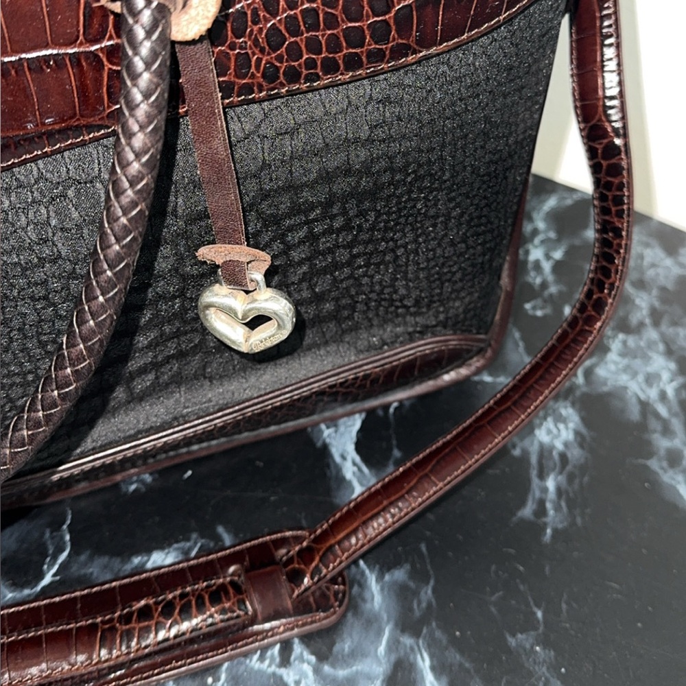 BRIGHTON Martha Bag Briefcase Bag Laptop IPad Large Bag Black Brown AUTHENTIC - Picture 5 of 16
